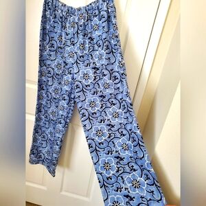 Adrienne Vittadini Blue Silk Loose Fit Vintage Pants Women's Size M